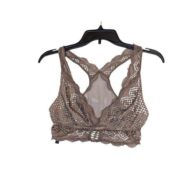 Victorias Secret Very Sexy Lace Bralette Top M Brown Sheer Stretchy Racerback - Picture 2 of 6